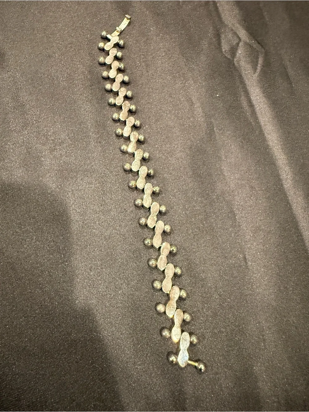 Sterling Silver Peanut Chain Link Bracelet - Hammered Texture Modern Link